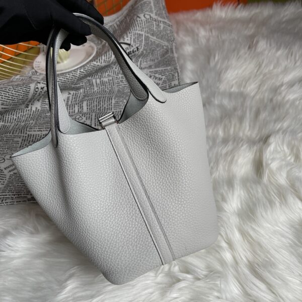 Hermes Picotin 18 Vegetable Basket Handbag - Pearl Gray 76751 - Image 5