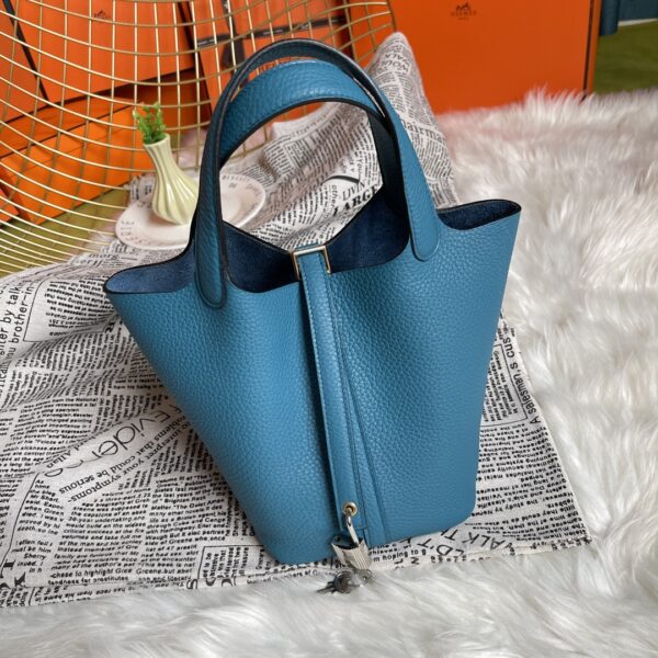 Hermes Picotin 18 Vegetable Basket Handbag - Prussian Green 55291 - Image 4