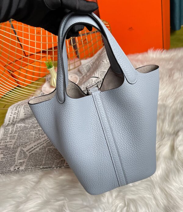 Hermes Picotin 18 Vegetable Basket Handbag - Linen Blue 88793 - Image 5