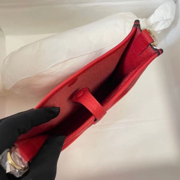 Hermes Evelyne Hollow H Letter Handbag - Red 57999 - Image 2