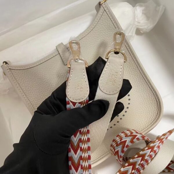 Hermes Evelyne Hollow H Letter Handbag - White 13543 - Image 4