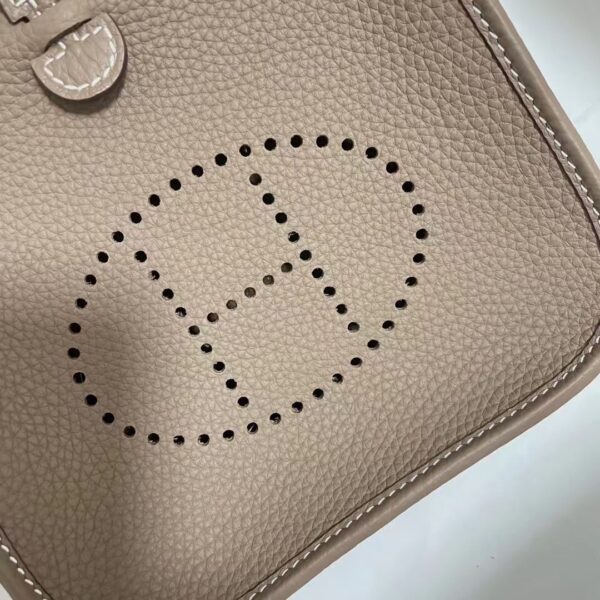 Hermes Evelyne Hollow H Letter Handbag - Elephant Gray 52001 - Image 4