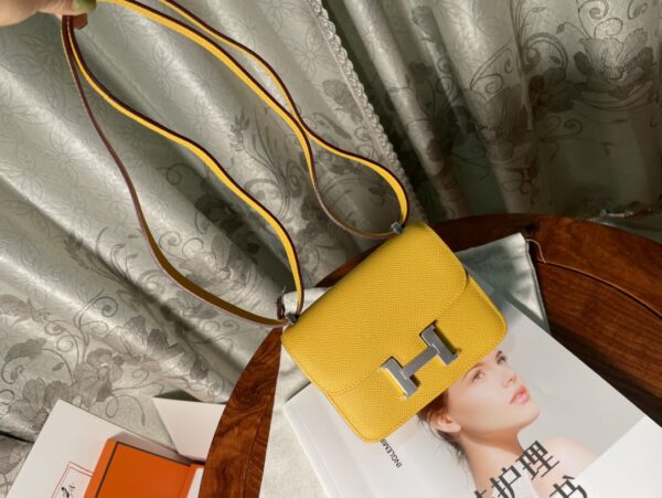 Hermes Kang Kangjia’s Mini Handbag – Yellow (Silver Buckle) 29824 - Image 2