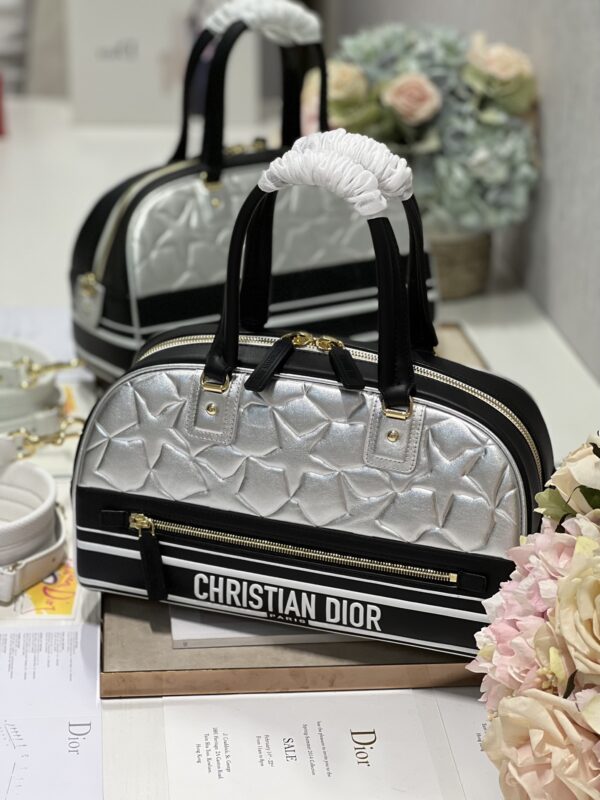 Dior Christian Paris Medium Zipper Handbag - Black/Silver 41598 - Image 3