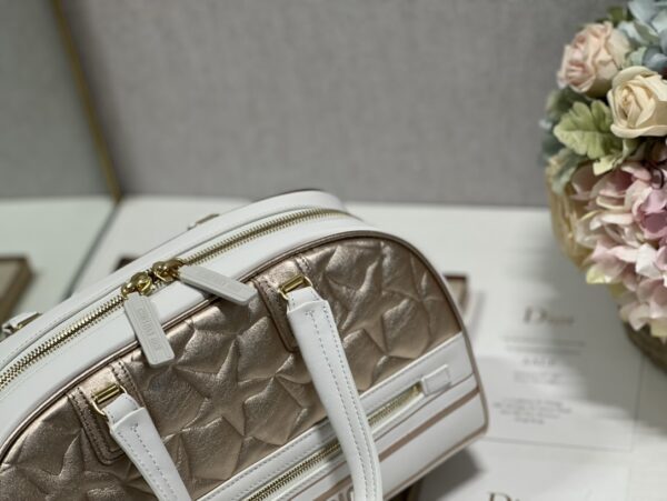Dior Christian Paris Medium Zipper Handbag - White/Golden 48940 - Image 3