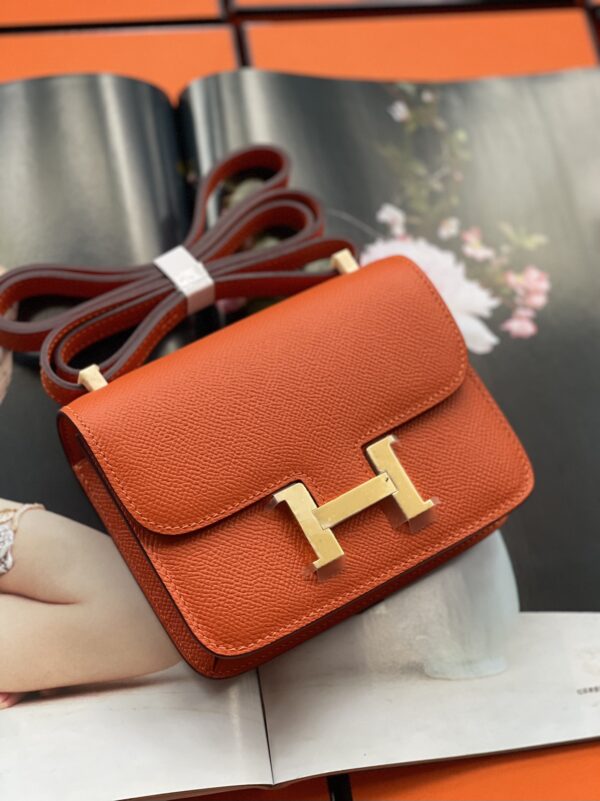 Hermes Mini Stewardess Handbag - Orange 63011 - Image 2