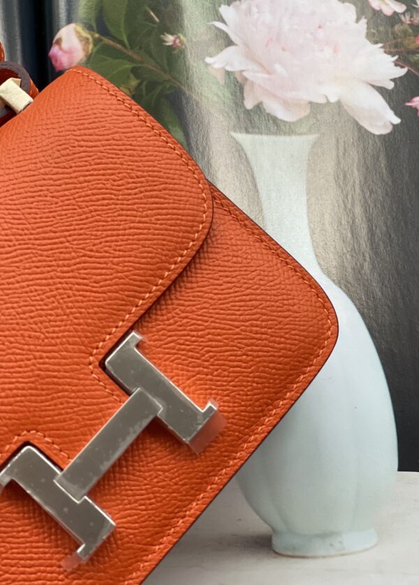 Hermes Mini Stewardess Handbag - Orange 63011 - Image 5