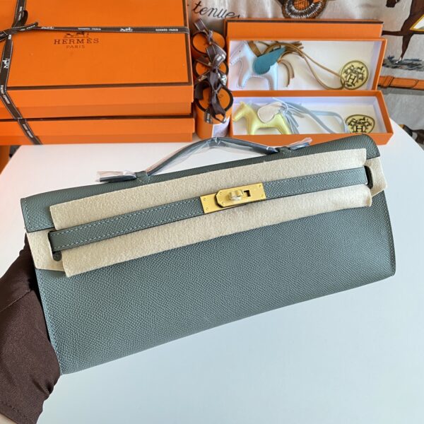 Hermes Kelly Cut Wallet - Almond Green 44168 - Image 2