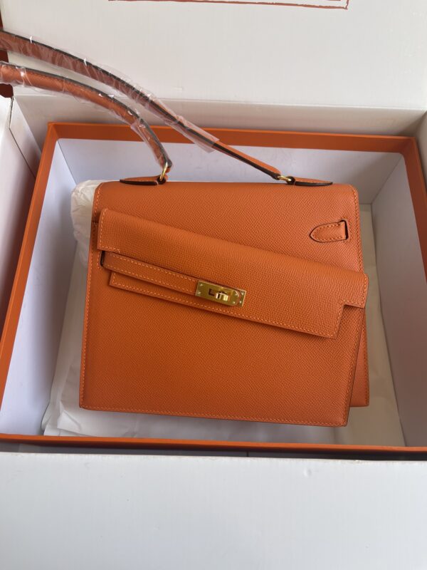 Hermes Kelly Pochette Handbag - Orange 32753 - Image 5
