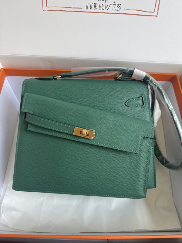 Hermes Kelly Pochette Handbag - Peacock Green 40936 - Image 5