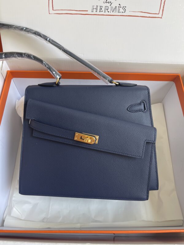 Hermes Kelly Pochette Handbag - Royal Blue 17856 - Image 5