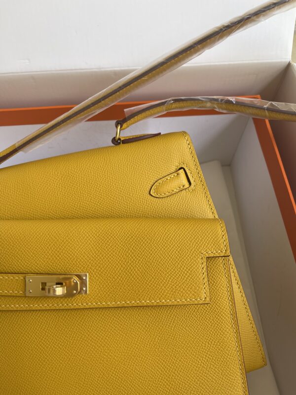 Hermes Kelly Pochette Handbag - Amber Yellow 42781 - Image 4