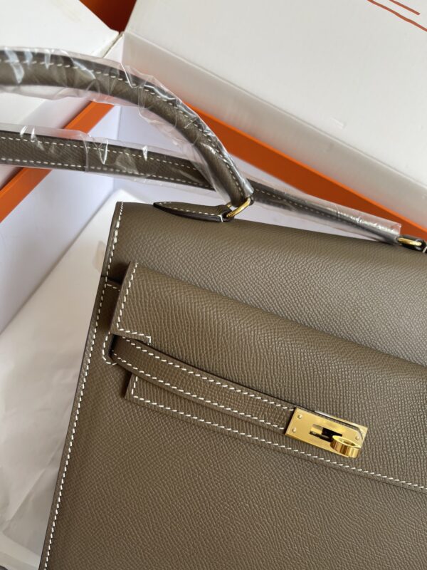 Hermes Kelly Pochette Handbag - Elephant Gray 76446 - Image 4