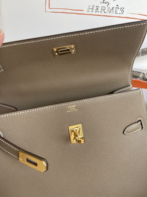 Hermes Kelly Pochette Handbag - Elephant Gray 76446 - Image 3