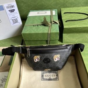 Gucci GG Belt Bag With Tiger Print - Black 66181