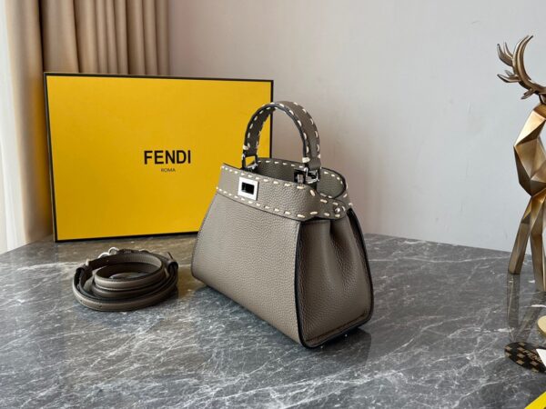 Fendi Iconic Peekaboo Handbag - Gray 50561 - Image 5