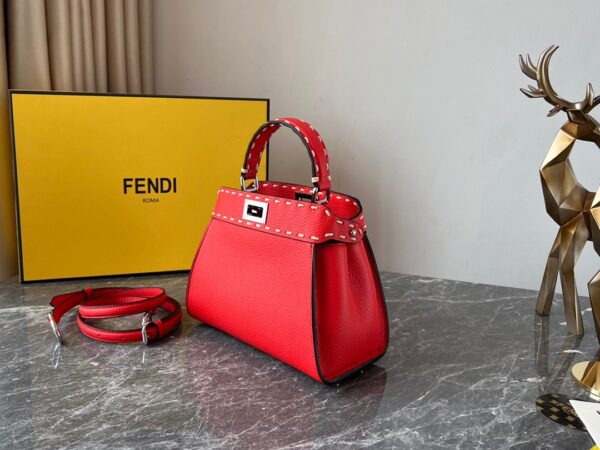 Fendi Iconic Peekaboo Handbag - Red 65722 - Image 5