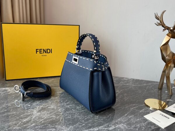 Fendi Iconic Peekaboo Handbag - Dark Blue 59349 - Image 5