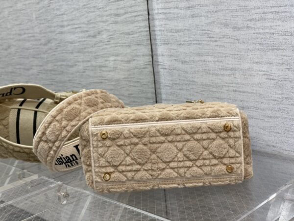 Dior Lady Five Grid Princess Diana Furry Spot Handbag - Brown 97041 - Image 3