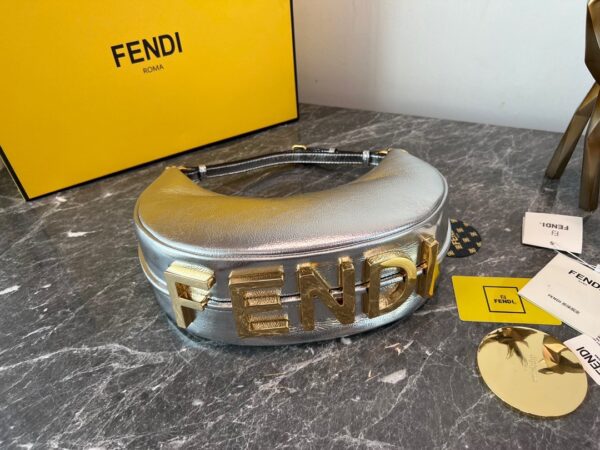 Fendi Praphy Underarm Small Bag - Silver 55514 - Image 3