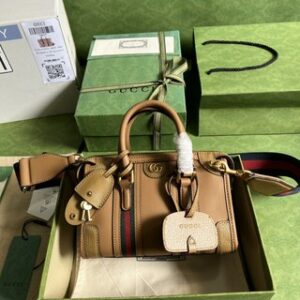 Gucci Bauletto Mini Top Handle Bag - Brown 81152