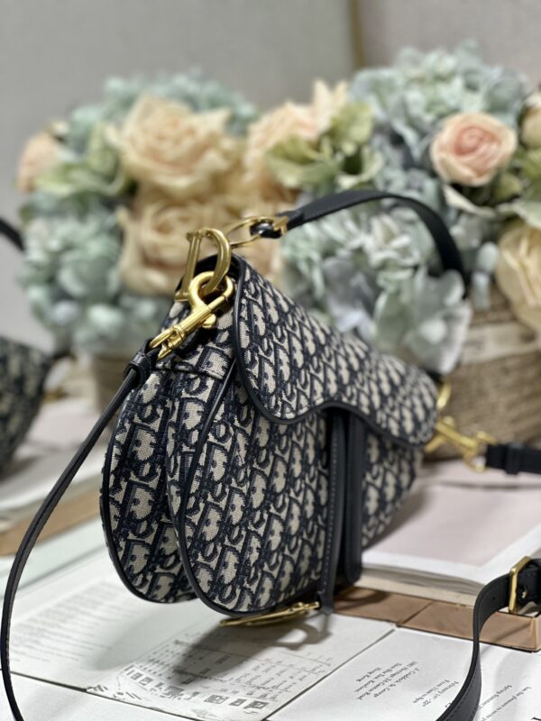 Dior Small Saddle Handbag - Blue Cloth With Leather 52715 - Image 5