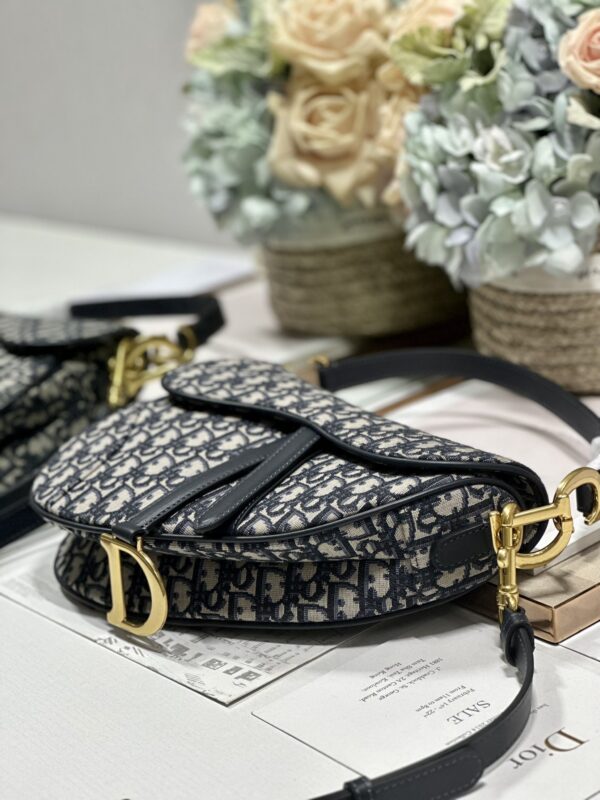 Dior Small Saddle Handbag - Blue Cloth With Leather 52715 - Image 4
