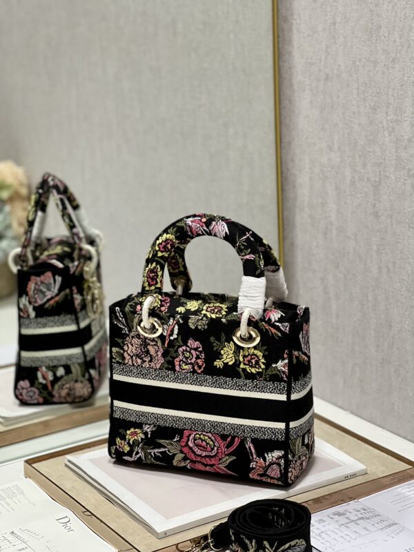 Dior Lady Embroidered Diana Bag - Black Peony Flowerza 67158 - Image 6