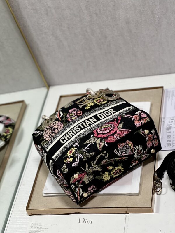 Dior Lady Embroidered Diana Bag - Black Peony Flowerza 67158 - Image 4