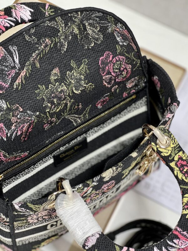 Dior Lady Embroidered Diana Bag - Black Peony Flowerza 67158 - Image 2