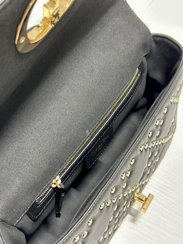 Dior Medium Caro Handbag - Pentagonal Star Black Gold Buckle 91884 - Image 2