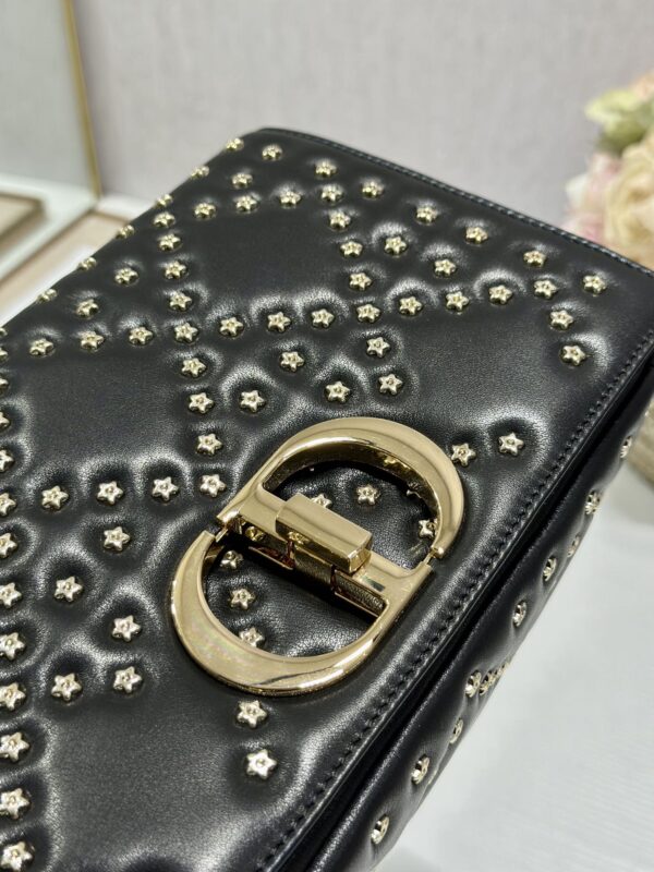Dior Medium Caro Handbag - Pentagonal Star Black Gold Buckle 91884 - Image 5