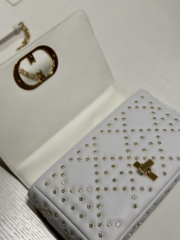 Dior Medium Caro Handbag - Pentagonal Star White Gold Buckle 78173 - Image 2