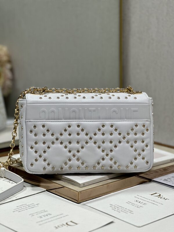 Dior Medium Caro Handbag - Pentagonal Star White Gold Buckle 78173 - Image 5