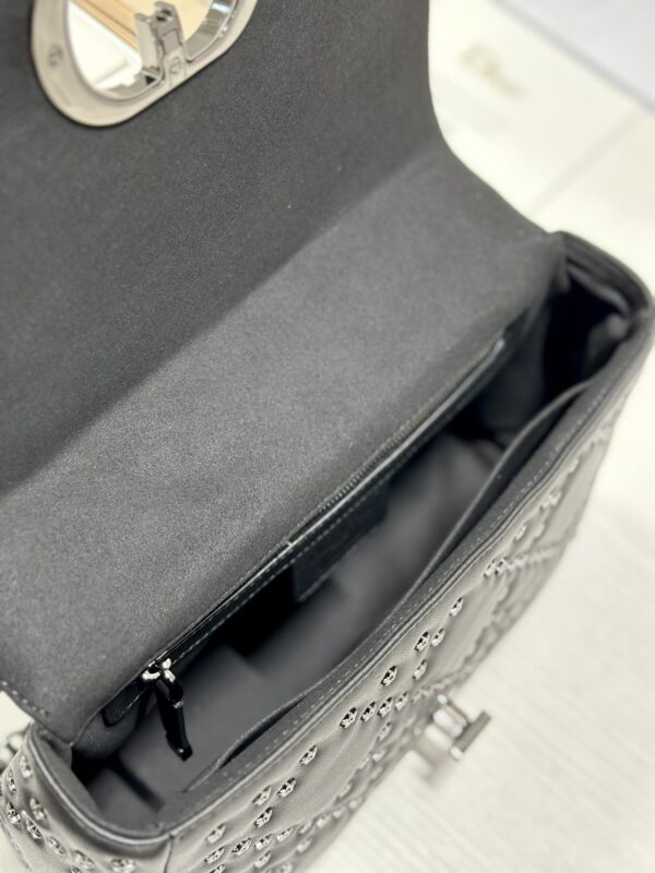 Dior Medium Caro Handbag - Pentagonal Star Black Gun Buckle 96328 - Image 5