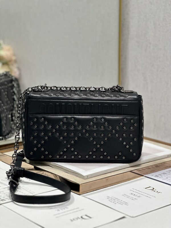 Dior Medium Caro Handbag - Pentagonal Star Black Gun Buckle 96328 - Image 4