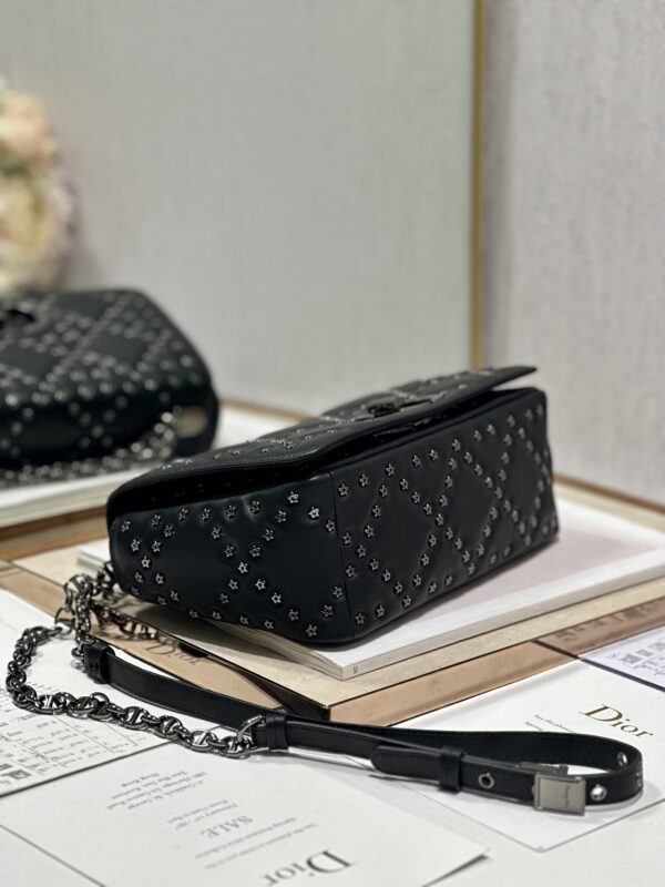 Dior Medium Caro Handbag - Pentagonal Star Black Gun Buckle 96328 - Image 3