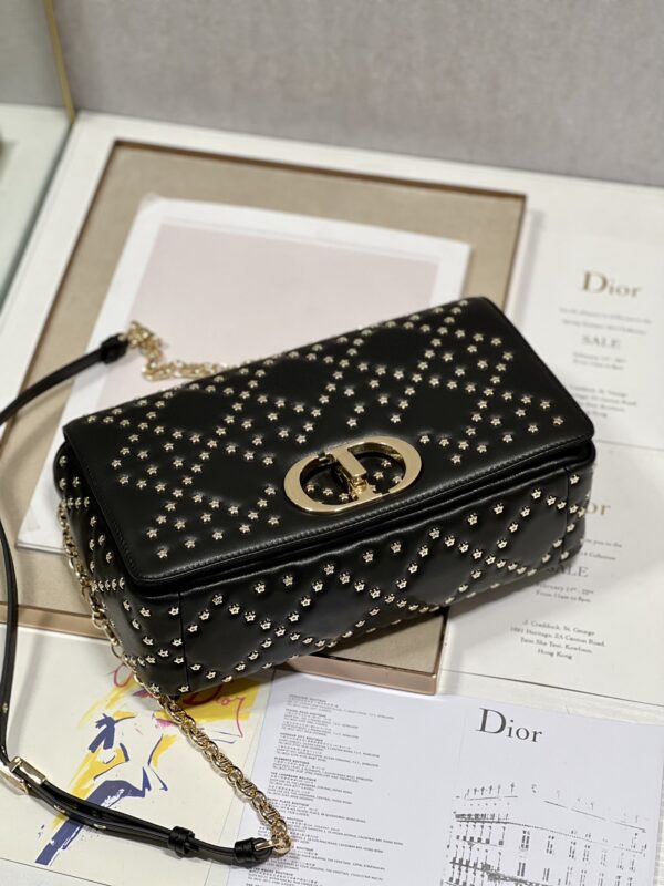 Dior Large Caro Handbag - Pentagram Black Gold Buckle 63150 - Image 4