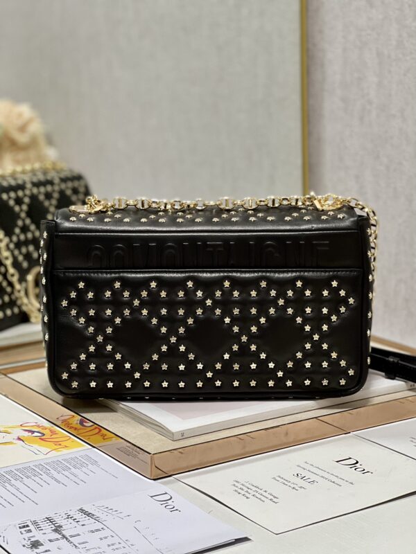 Dior Large Caro Handbag - Pentagram Black Gold Buckle 63150 - Image 5