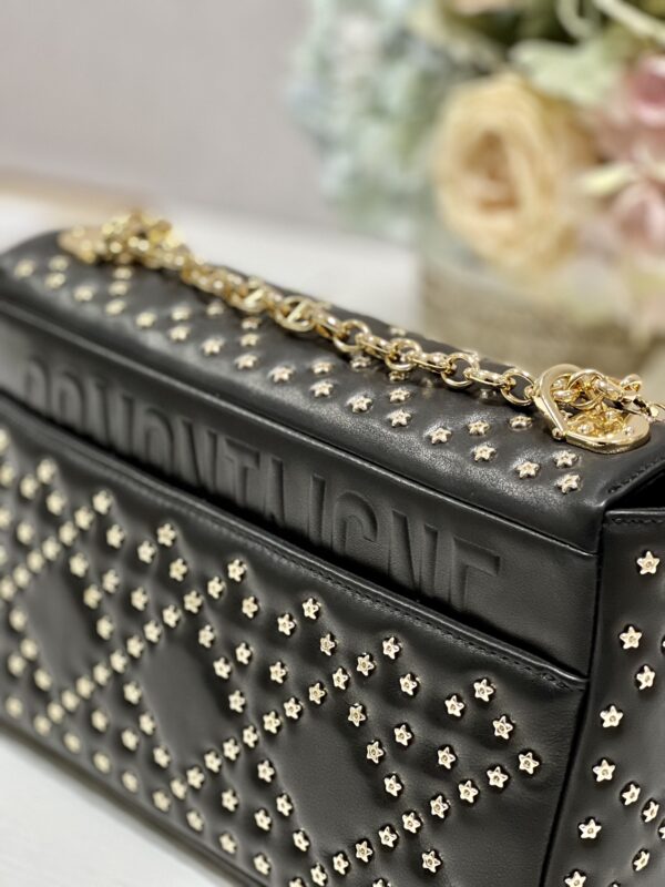Dior Large Caro Handbag - Pentagram Black Gold Buckle 63150 - Image 2