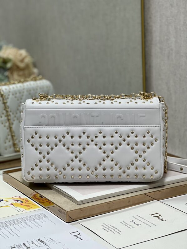 Dior Large Caro Handbag - Pentagram White Gold Buckle 88198 - Image 5