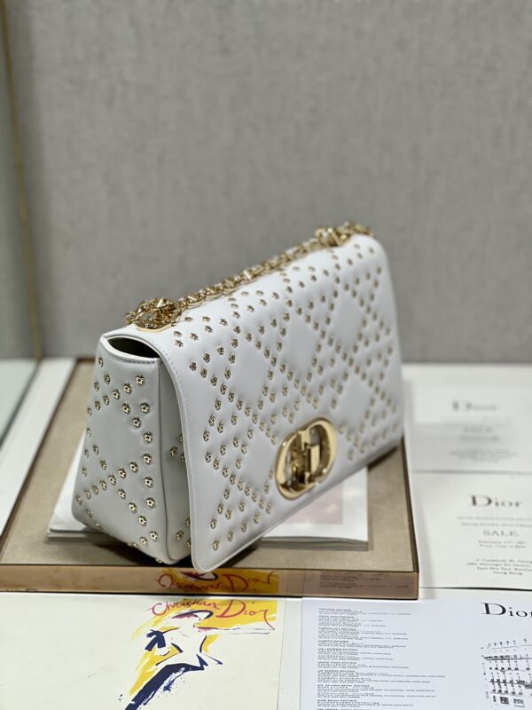 Dior Large Caro Handbag - Pentagram White Gold Buckle 88198 - Image 2