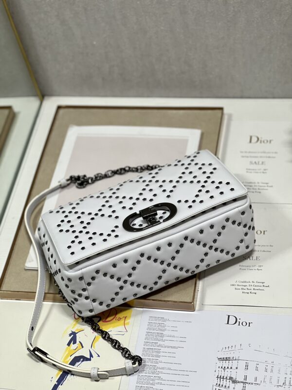 Dior Large Caro Handbag - Pentagonal Star White Gun Buckle 51624 - Image 4