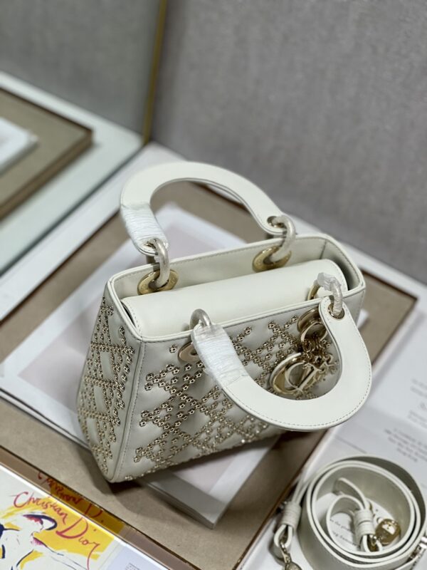 Dior Mini Lucky Star Shaped Rivet Beads Handbag - White 13202 - Image 3
