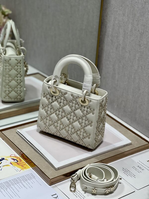 Dior Mini Lucky Star Shaped Rivet Beads Handbag - White 13202 - Image 5