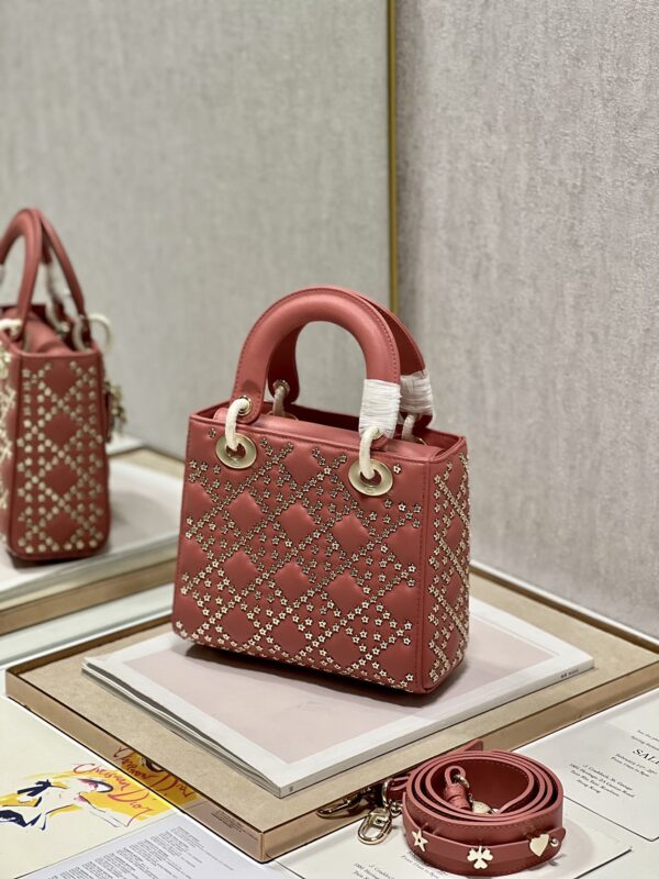 Dior Mini Lucky Star Shaped Rivet Beads Handbag - Red 31057 - Image 5