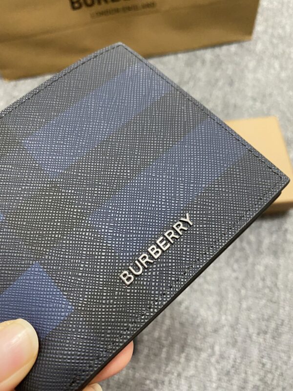 Burberry Exaggerated Check Slim Bifold Wallet - Blue 87970 - Image 4