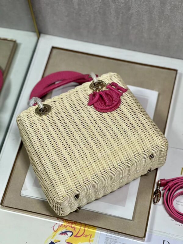 Dior Five-Compartment Basket Bag - Rose Red Snakeskin 93840 - Image 4