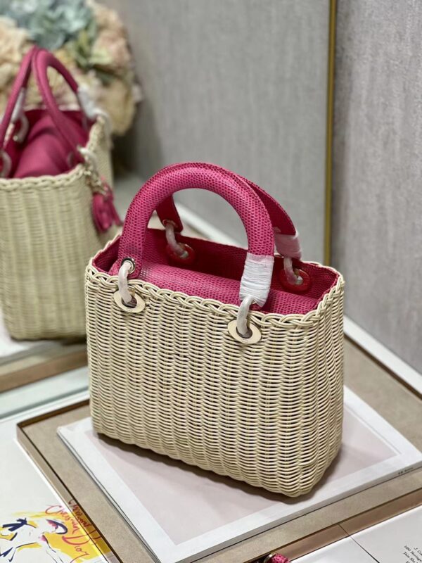 Dior Five-Compartment Basket Bag - Rose Red Snakeskin 93840 - Image 5