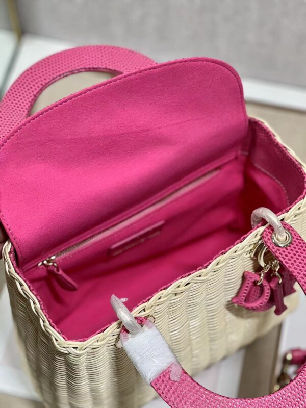 Dior Five-Compartment Basket Bag - Rose Red Snakeskin 93840 - Image 2